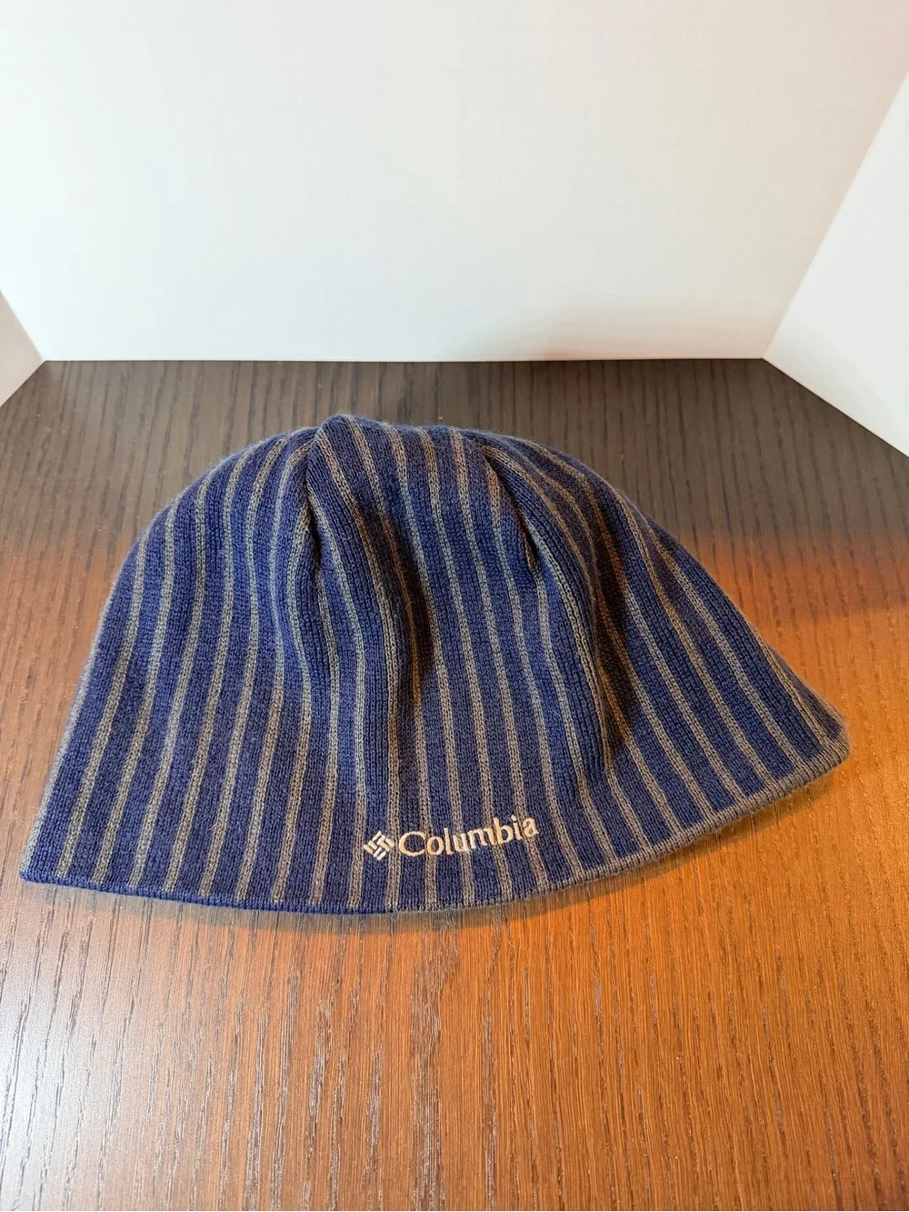 Columbia Blue, Yellow & Gray Geometric Knit Reversible Beanie